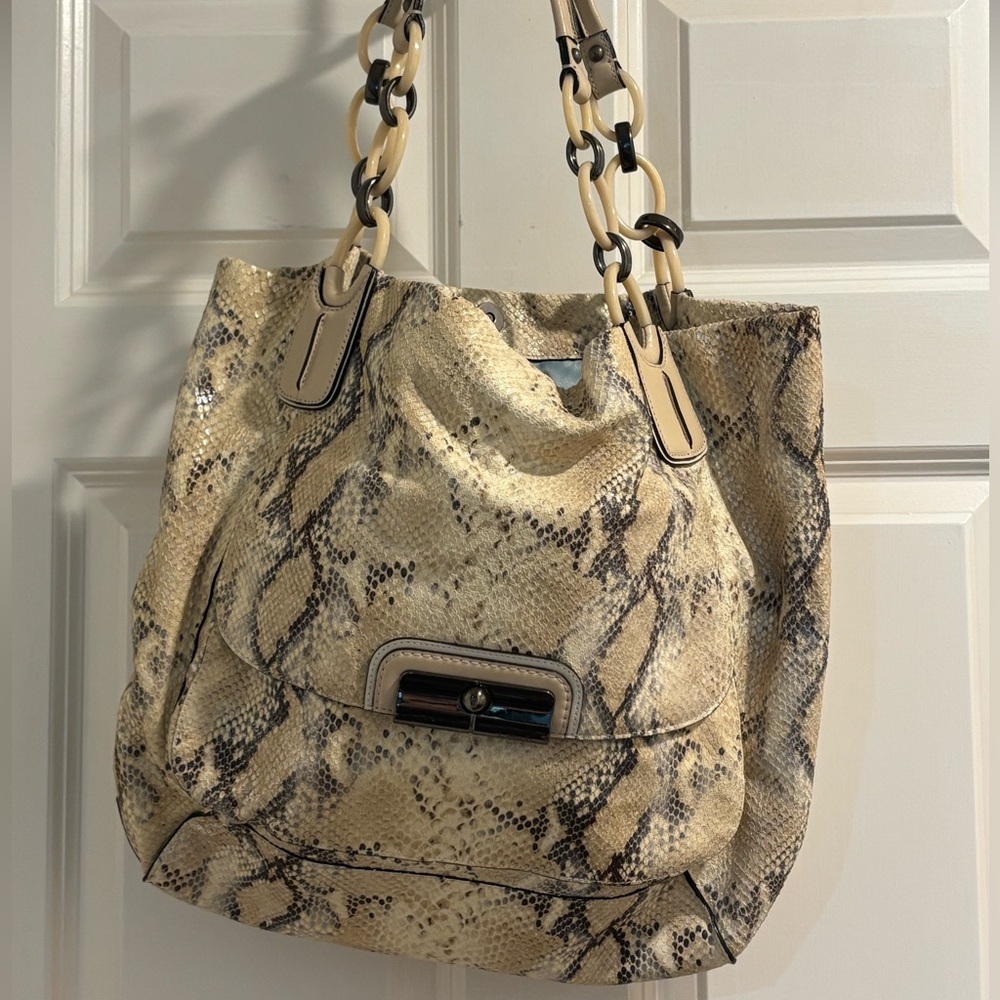 Authentic Limited Edition Coach Kristin Embossed Metallic Python Tote